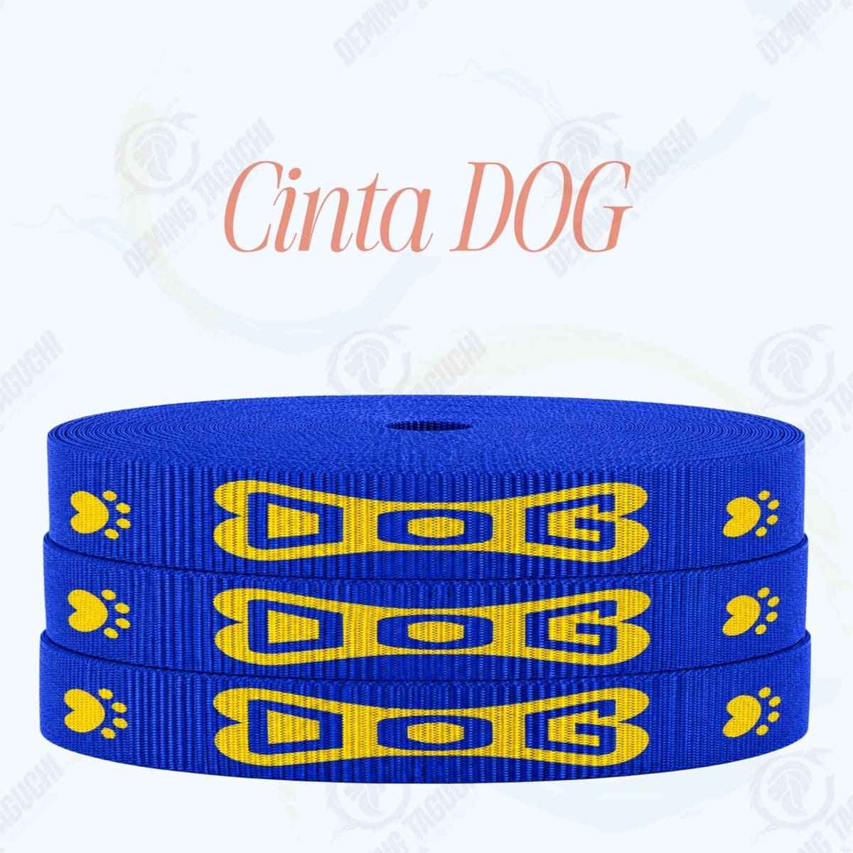 Cinta DOG AZULINO con amarillo _ 1.5 cm, 2 cm y 2.5 cm | Ideal para Correas de Mascotas, Pecheras, Arneses, Collares, Accesorios para Perros y mascotas