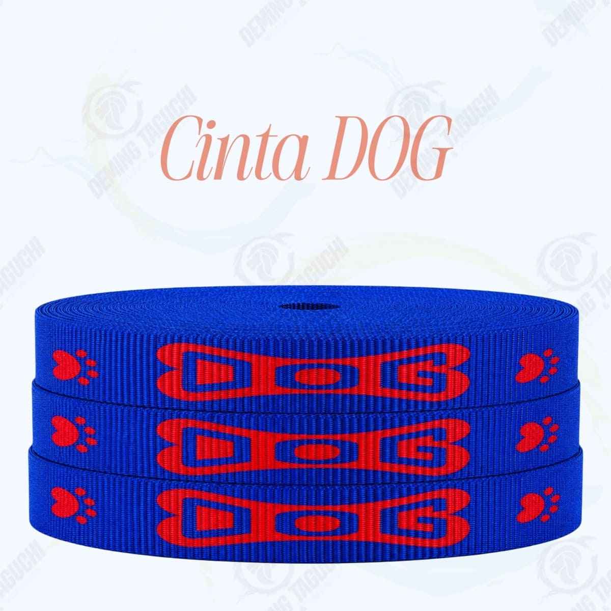 Cinta DOG AZULINO con rojo _ 1.5 cm, 2 cm y 2.5 cm | Ideal para Correas de Mascotas, Pecheras, Arneses, Collares, Accesorios para Perros y mascotas