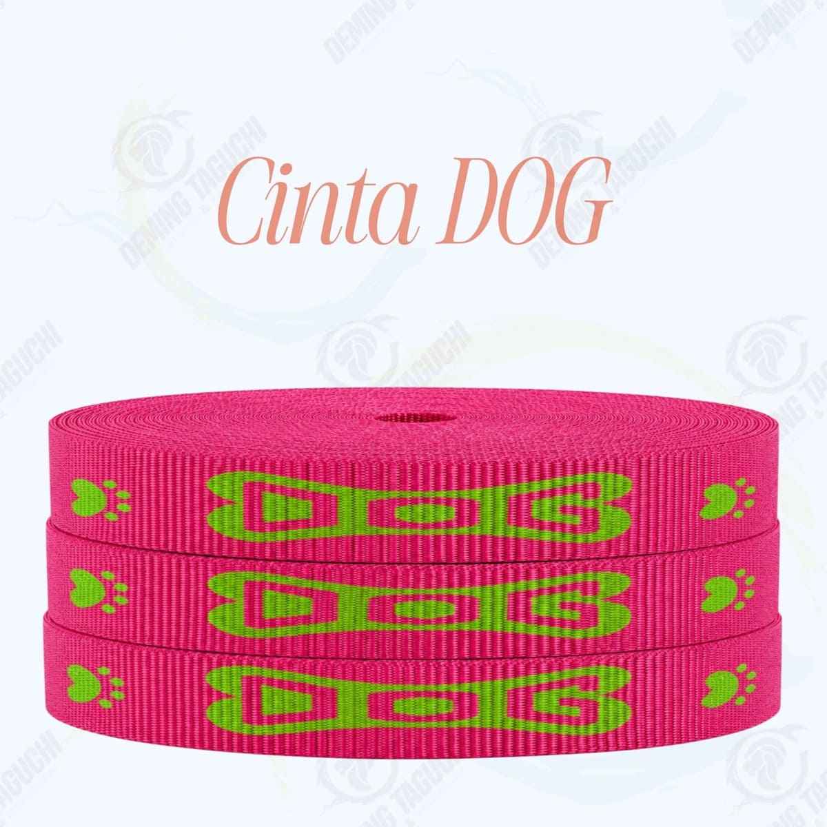 Cinta DOG CORAL con verde limón _ 1.5 cm, 2 cm y 2.5 cm | Ideal para Correas de Mascotas, Pecheras, Arneses, Collares, Accesorios para Perros y mascotas