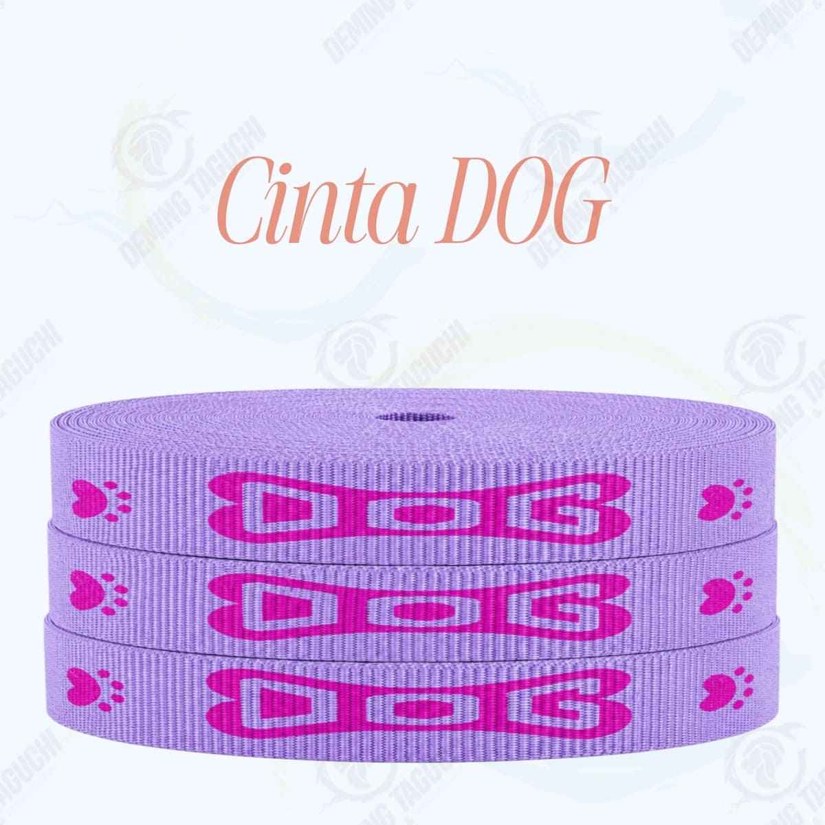 Cinta dog lila con fucsia, disponible en 1.5 cm, 2 cm y 2.5 cm, resistente y duradera, con un diseño llamativo ideal para correas, pecheras, arneses, collares y accesorios para mascotas.