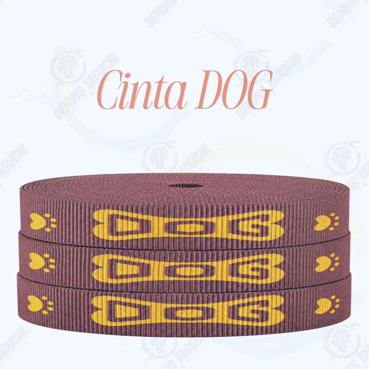 Cinta DOG MARRÓN con amarillo _ 1.5 cm, 2 cm y 2.5 cm | Ideal para Correas de Mascotas, Pecheras, Arneses, Collares, Accesorios para Perros y mascotas