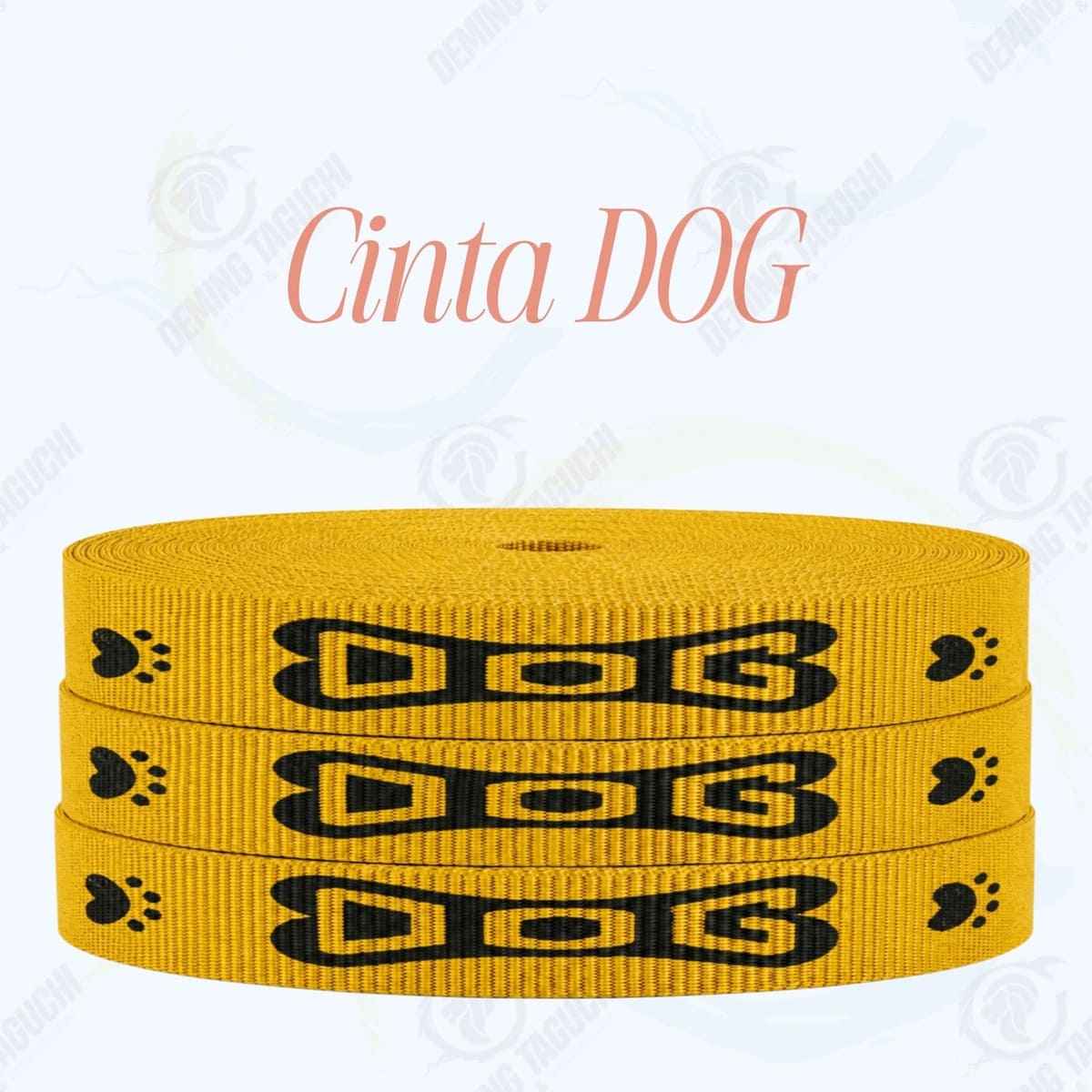 Cinta DOG MOSTAZA con negro _ 1.5 cm, 2 cm y 2.5 cm | Ideal para Correas de Mascotas, Pecheras, Arneses, Collares, Accesorios para Perros y mascotas