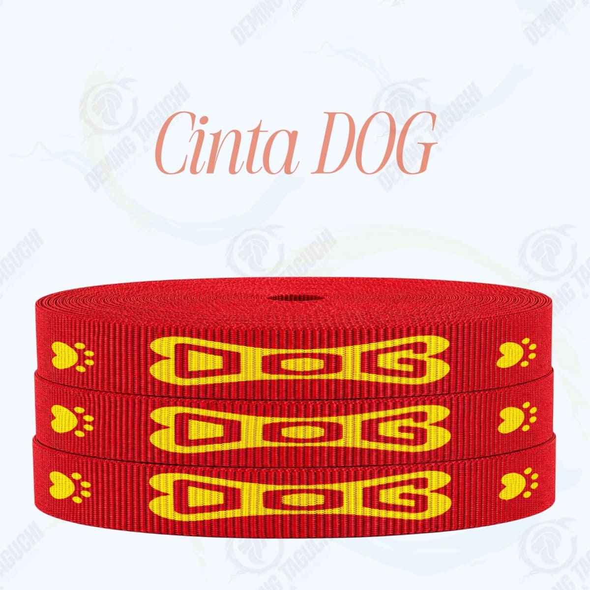 Cinta DOG ROJO con amarillo _ 1.5 cm, 2 cm y 2.5 cm | Ideal para Correas de Mascotas, Pecheras, Arneses, Collares, Accesorios para Perros y mascotas