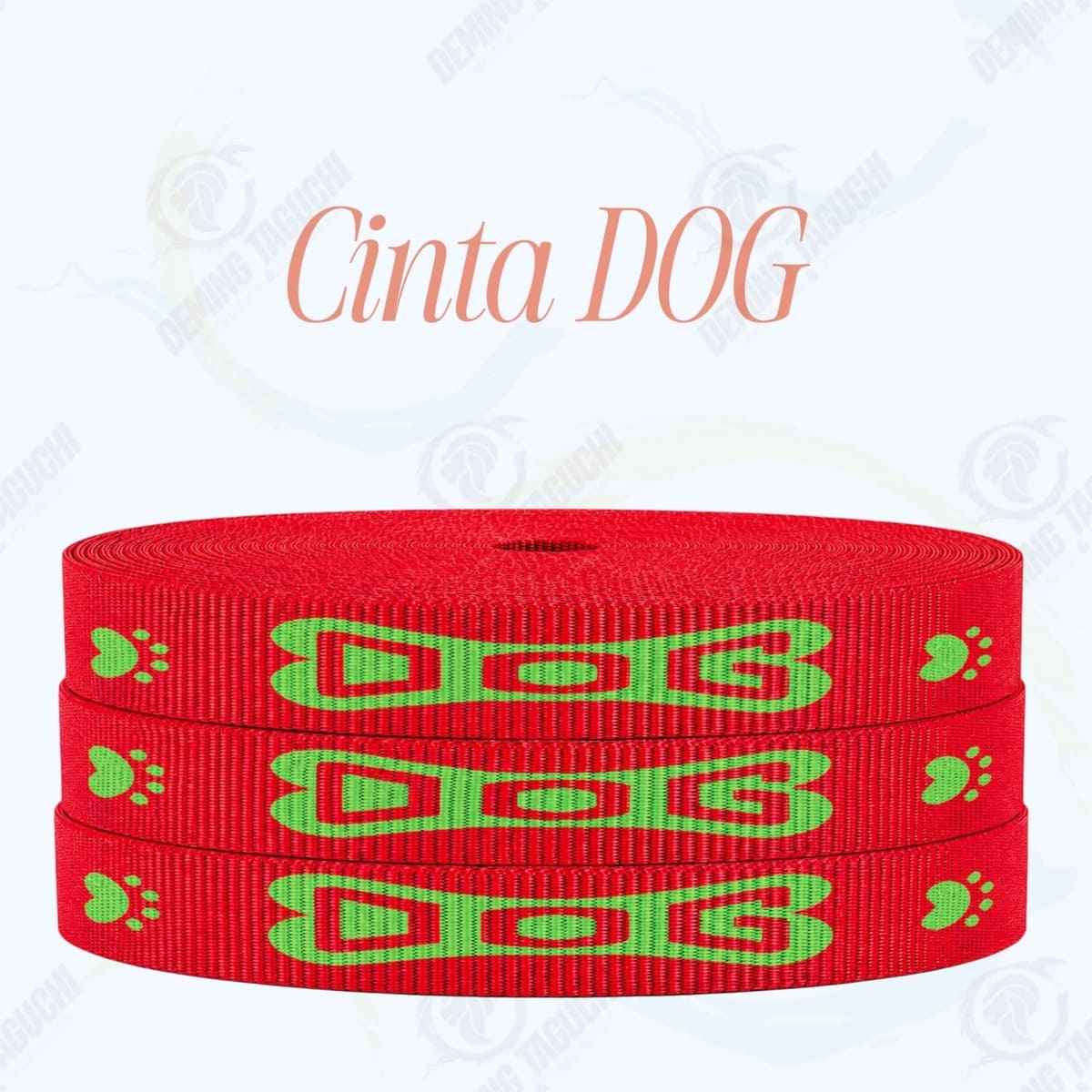 Cinta DOG ROJO con verde loro _ 1.5 cm, 2 cm y 2.5 cm | Ideal para Correas de Mascotas, Pecheras, Arneses, Collares, Accesorios para Perros y mascotas
