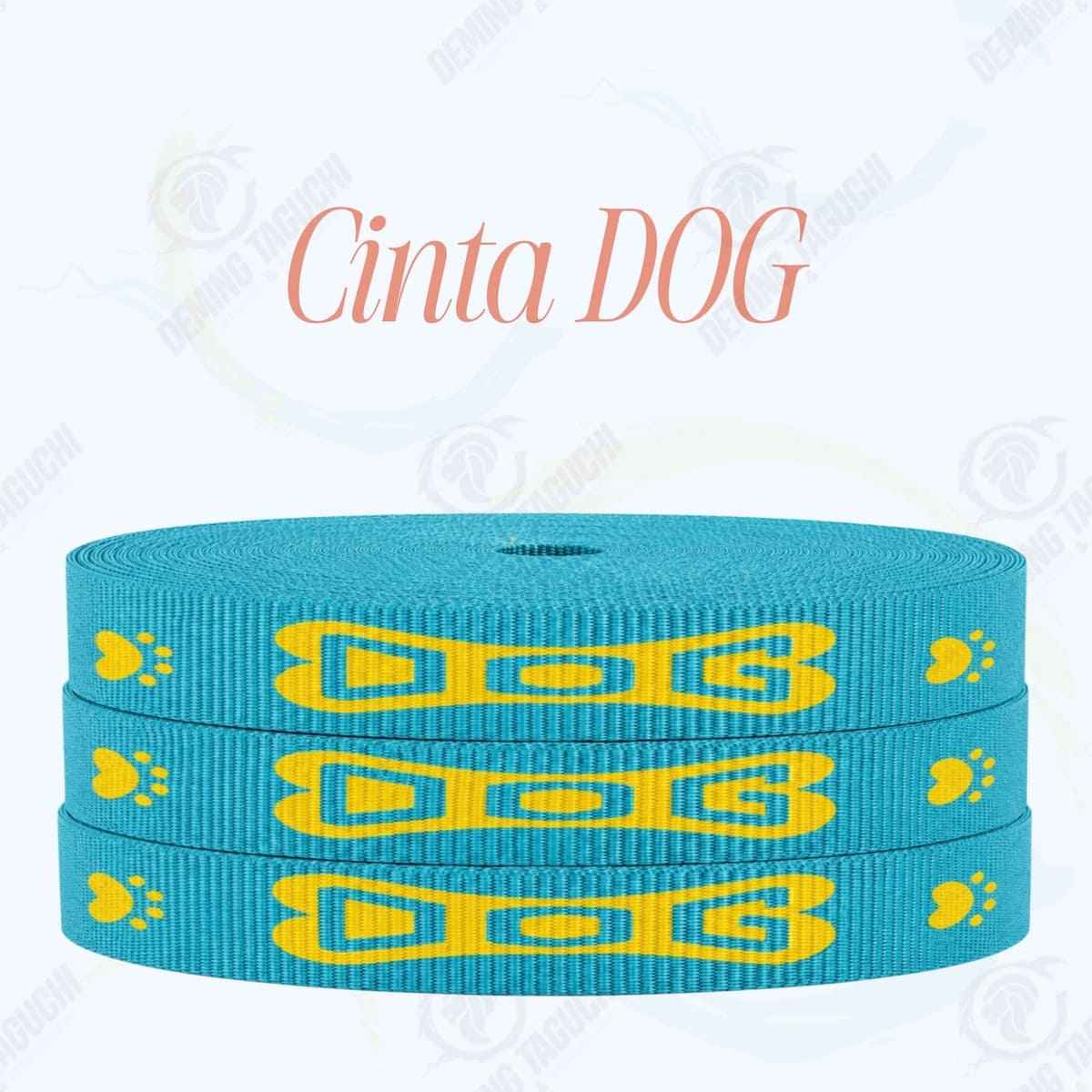 Cinta DOG VERDE AGUA con amarillo _ 1.5 cm, 2 cm y 2.5 cm | Ideal para Correas de Mascotas, Pecheras, Arneses, Collares, Accesorios para Perros y mascotas