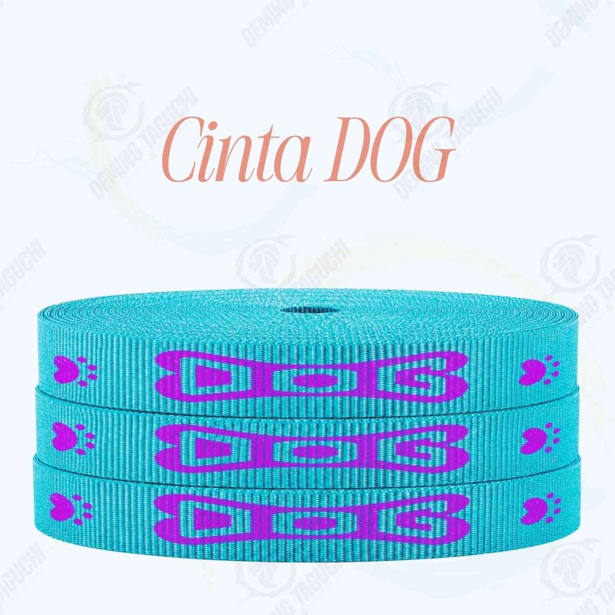 Cinta DOG VERDE AGUA con fucsia _ 1.5 cm, 2 cm y 2.5 cm | Ideal para Correas de Mascotas, Pecheras, Arneses, Collares, Accesorios para Perros y mascotas