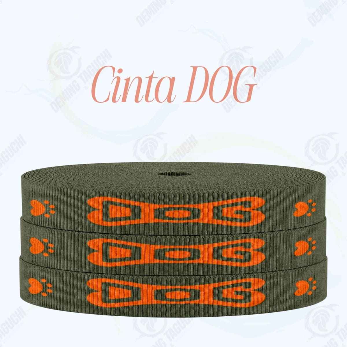 Cinta DOG VERDE MILITAR con anaranjado _ 1.5 cm, 2 cm y 2.5 cm | Ideal para Correas de Mascotas, Pecheras, Arneses, Collares, Accesorios para Perros y mascotas