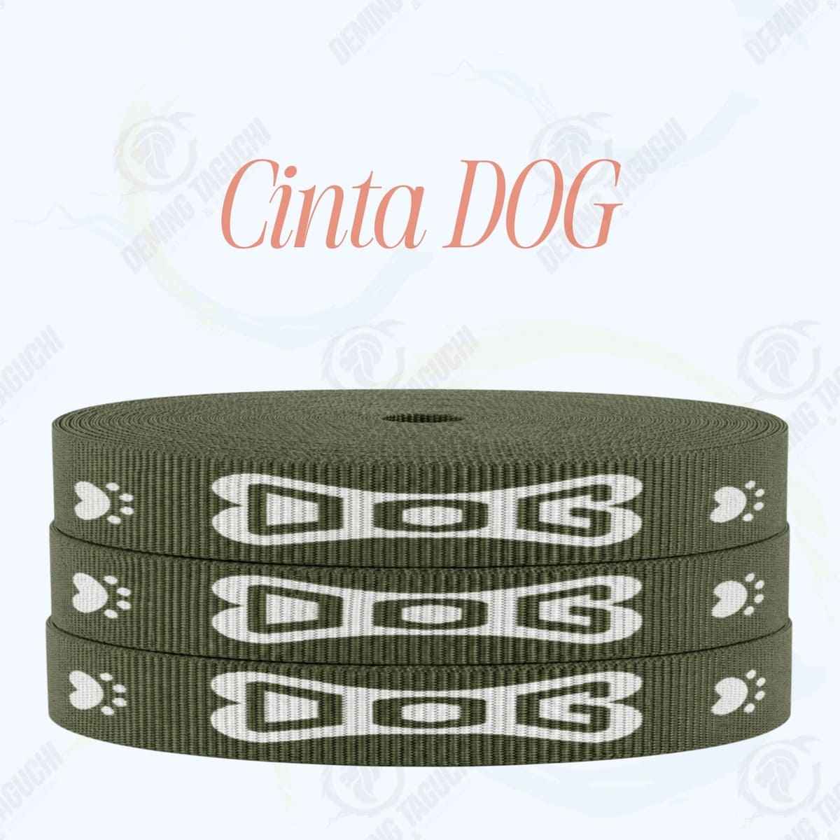 Cinta DOG VERDE MILITAR con blanco _ 1.5 cm, 2 cm y 2.5 cm | Ideal para Correas de Mascotas, Pecheras, Arneses, Collares, Accesorios para Perros y mascotas