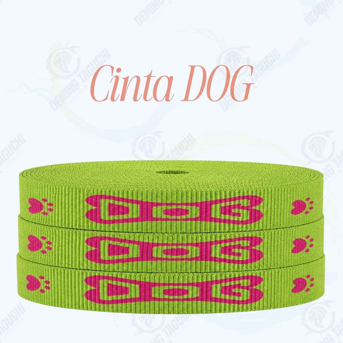 Cinta DOG VERDE LIMÓN con fucsia _ 1.5 cm, 2 cm y 2.5 cm | Ideal para Correas de Mascotas, Pecheras, Arneses, Collares, Accesorios para Perros y mascotas